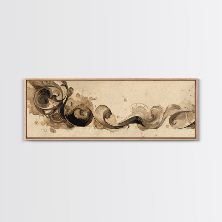 Ornamental Frame of Flourished Pen Curves Framed Canvas Print, Calligraphy Art, Calligraphy, Living Room Decor, Script, CAL-3x1-82