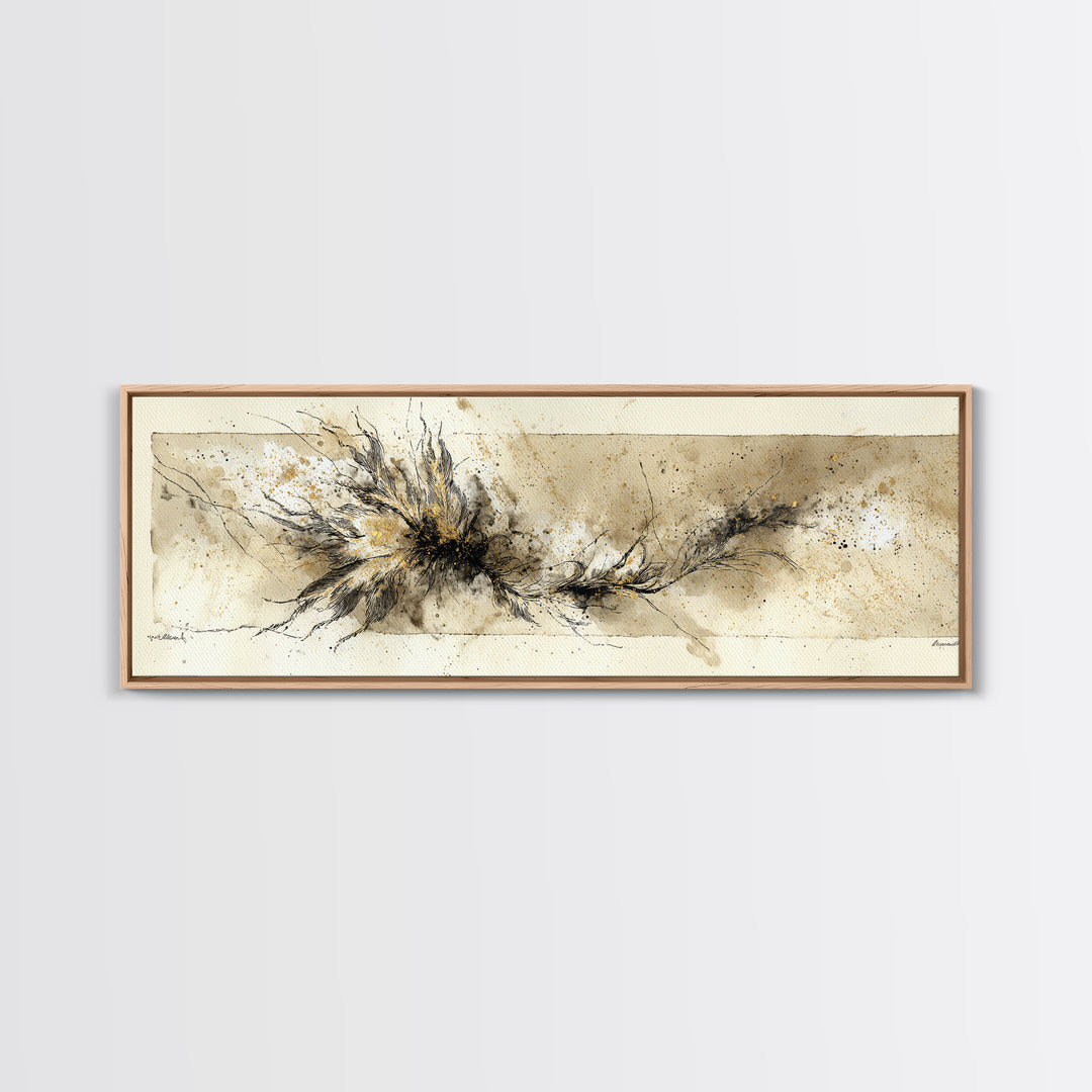 Single Elegant Flourish Shaped Like a Flower Canvas Print, Calligraphy Art, Spiritual Wall Art, Living Room Decor, Oil Painting, CAL-3x1-93