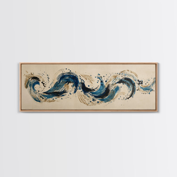 Modern Calligraphy Wave Canvas Print, Calligraphy Art, Minimalist Wall Art, Living Room Decor, Script, Statement Artwork, CAL-3x1-98