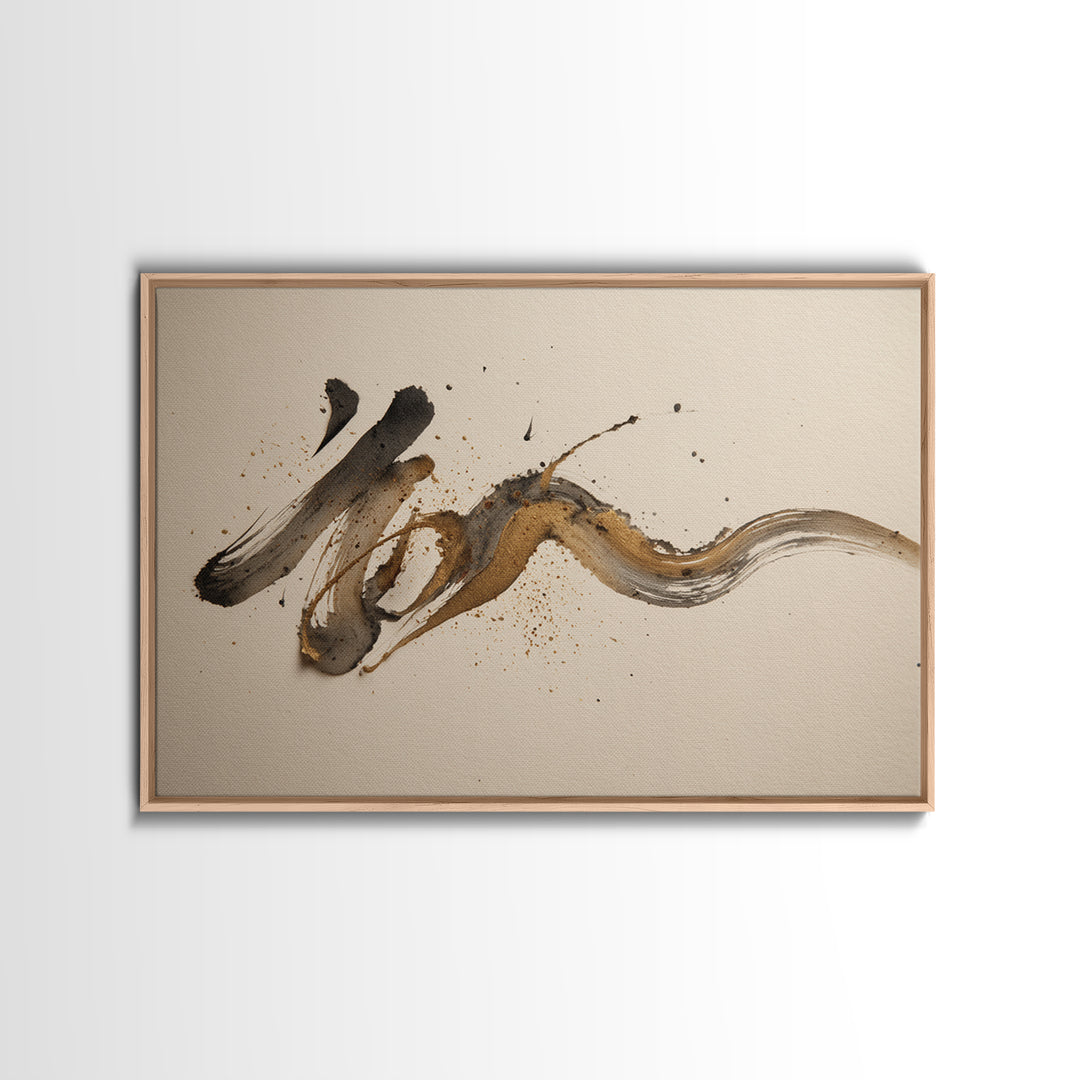 Expressive Musical Rhythm Painted as Ink Strokes Canvas Print, Calligraphy Art, Digital Prints, Living Room Decor, Script, CAL-3x2-4