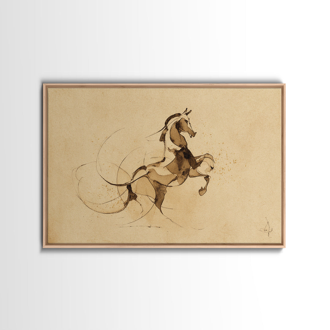Calligraphic Horse Silhouette Made from One Line Canvas Print, Calligraphy Art, Wall Art Printable, Living Room Decor, Script, CAL-3x2-45