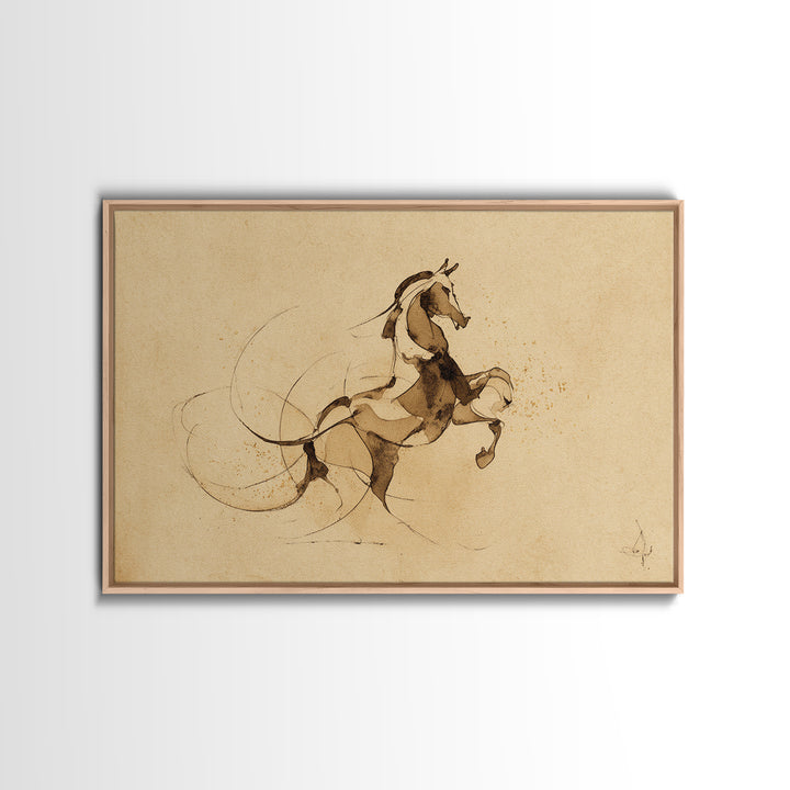 Calligraphic Horse Silhouette Made from One Line Canvas Print, Calligraphy Art, Wall Art Printable, Living Room Decor, Script, CAL-3x2-45