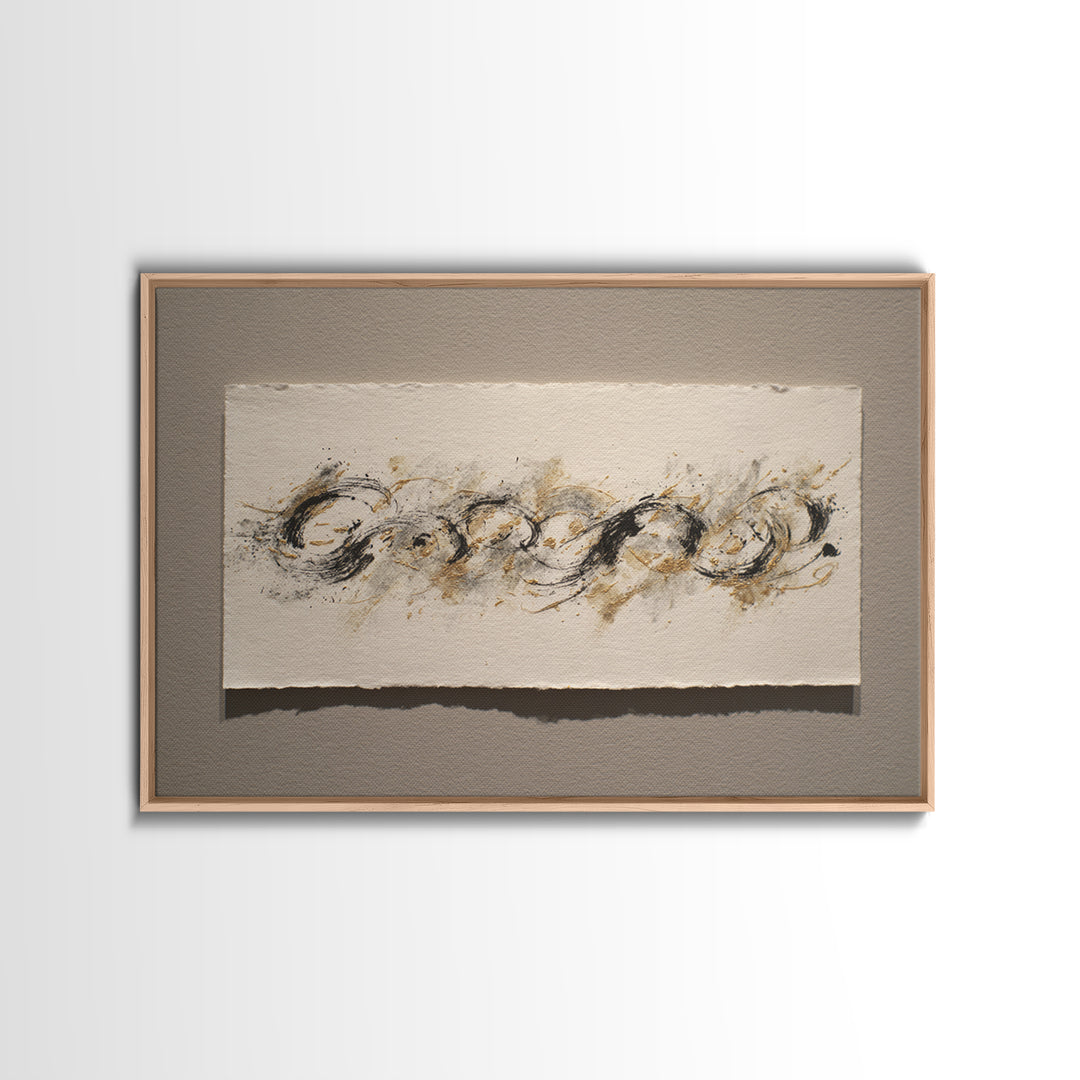 Ornamental Frame of Flourished Pen Curves Framed Canvas Print, Calligraphy Art, Unique Wall Art, Living Room Decor, Script, CAL-3x2-46