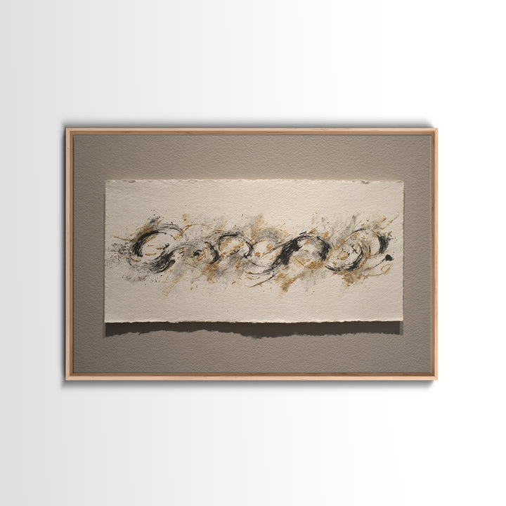 Ornamental Frame of Flourished Pen Curves Framed Canvas Print, Calligraphy Art, Unique Wall Art, Living Room Decor, Script, CAL-3x2-46