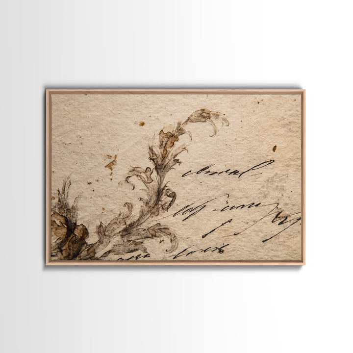 Single Elegant Flourish Shaped Like a Flower Canvas Print, Calligraphy Art, Watercolor Art, Living Room Decor, Script, CAL-3x2-57