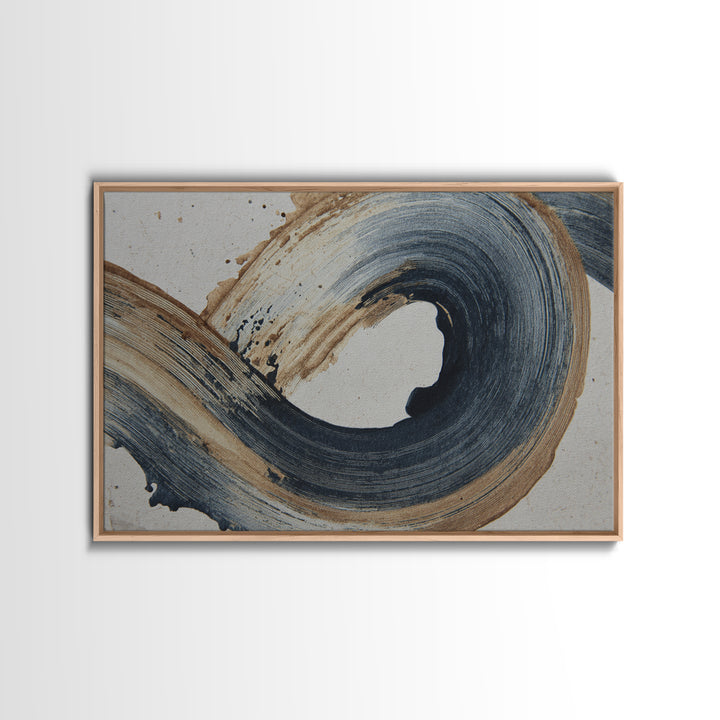Layered Copper Ink Strokes on Dark Navy Canvas Print, Calligraphy Art, Living Room Wall Art, Living Room Decor, Script, CAL-3x2-58