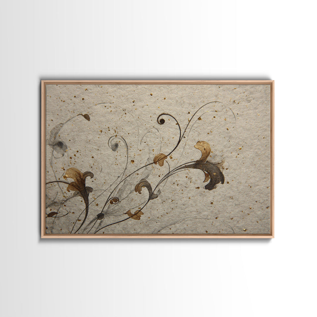 Floral Vine Created from Graceful Script Like Canvas Print, Calligraphy Art, Digital Print, Living Room Decor, Script, CAL-3x2-63