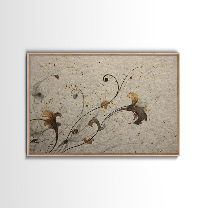 Floral Vine Created from Graceful Script Like Canvas Print, Calligraphy Art, Digital Print, Living Room Decor, Script, CAL-3x2-63