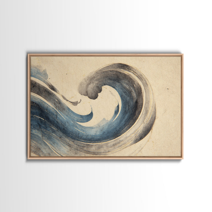 Modern Calligraphy Wave Framed Canvas Print, Calligraphy Art, Bedroom Wall Decor, Living Room Decor, Fine Art, Script, CAL-3x2-86