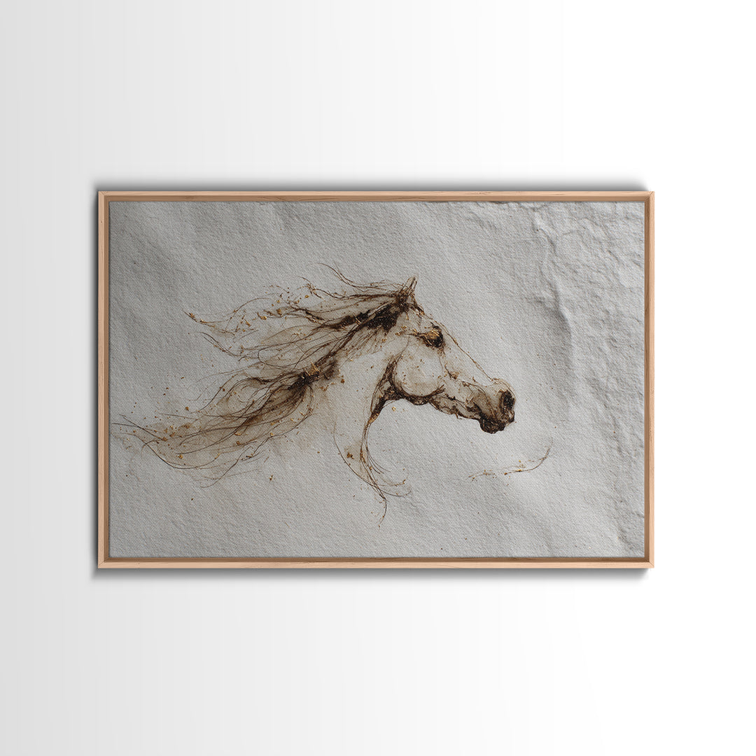 Calligraphic Horse Silhouette Made from One Line Canvas Print, Calligraphy Art, Quote Wall Art, Living Room Decor, Script, CAL-3x2-93