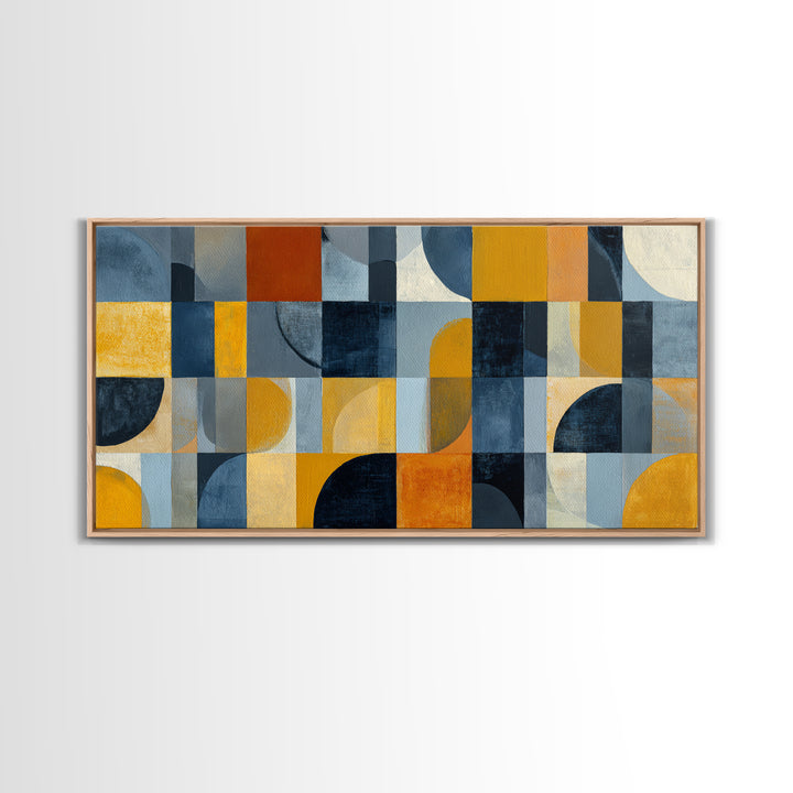 Checkerboard Blocks with Painterly Edges Framed Canvas Print, Color Block Art, Wall Art, Living Room Decor, Oil Painting, CBA-2x1-35