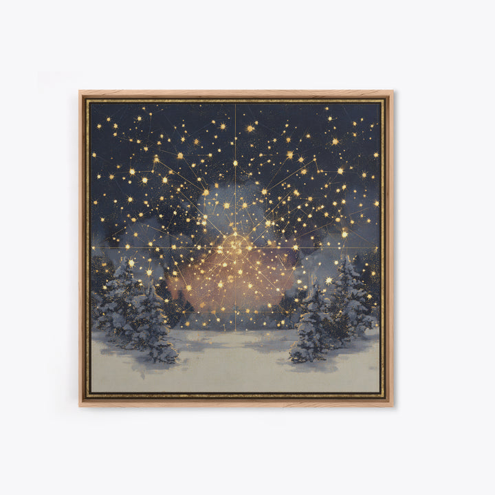 Aurora Borealis over Snowy Pines Canvas Print, Celestial Art, Celestial Decor, Living Room Decor, Fine Art, Celestial, CEL-1x1-17