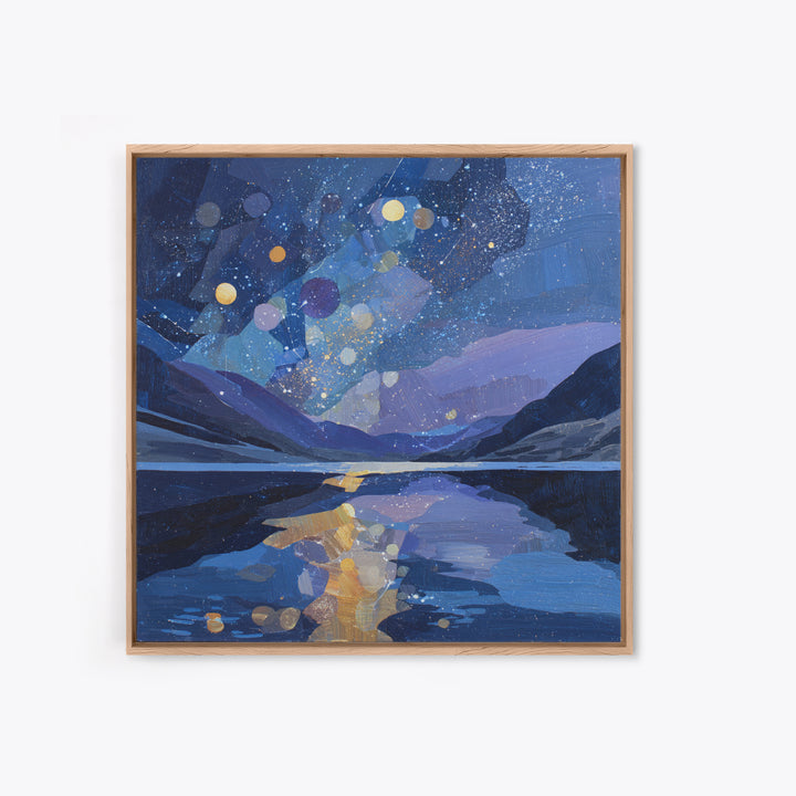 Night Sky over a Quiet Mountain Lake Canvas Print, Celestial Art, Printable Art, Living Room Decor, Fine Art, Celestial, CEL-1x1-3