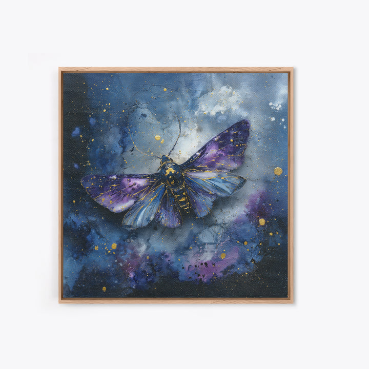 Celestial Moth with Moon Markings Framed Canvas Print, Celestial Art, Downloadable Prints, Living Room Decor, Abstract Art, CEL-1x1-66