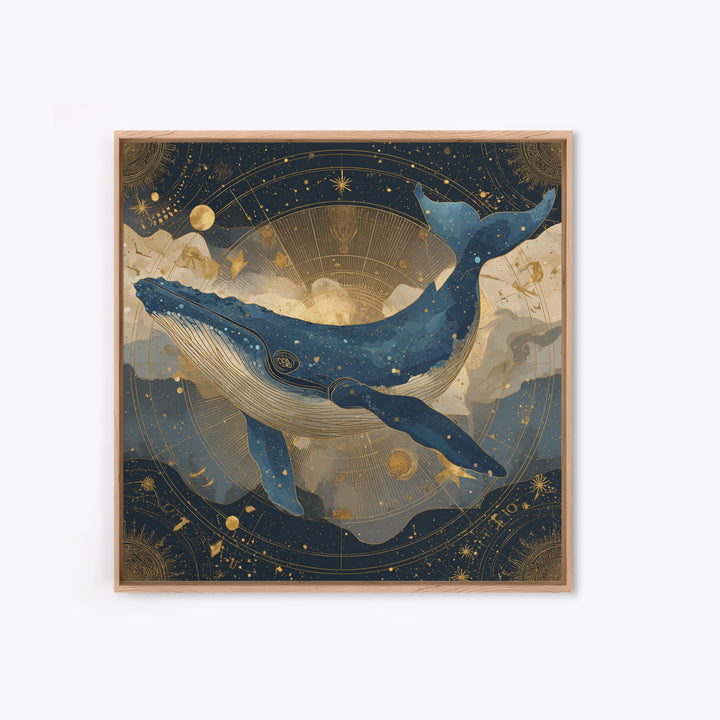 Cosmic Whale Swimming Through a Star Field Canvas Print, Celestial Art, Modern Decor, Living Room Decor, Fine Art, Celestial, CEL-1x1-77