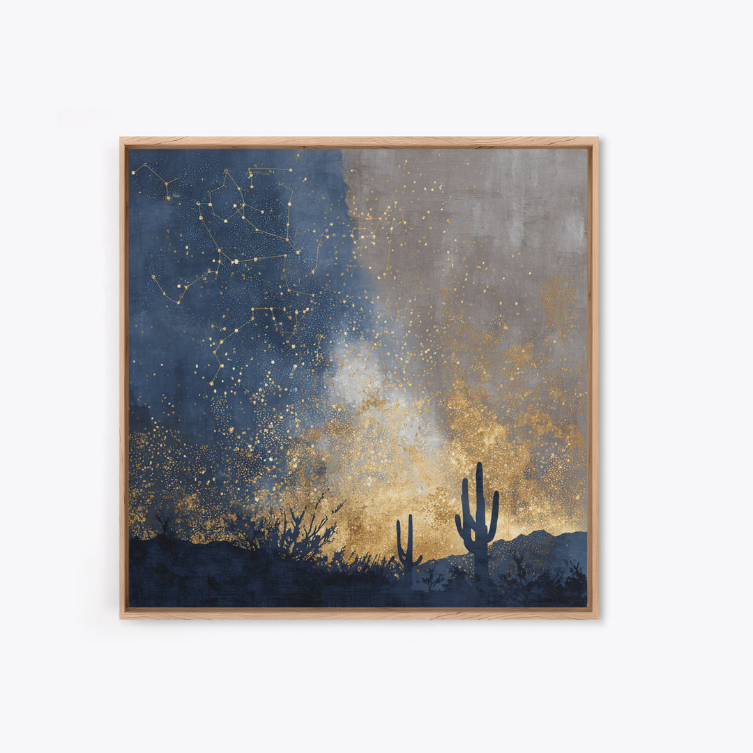 Starry Desert Sky Framed Canvas Print, Celestial Art, Neutral Decor, Living Room Decor, Oil Painting, Celestial, Wall Art, CEL-1x1-83