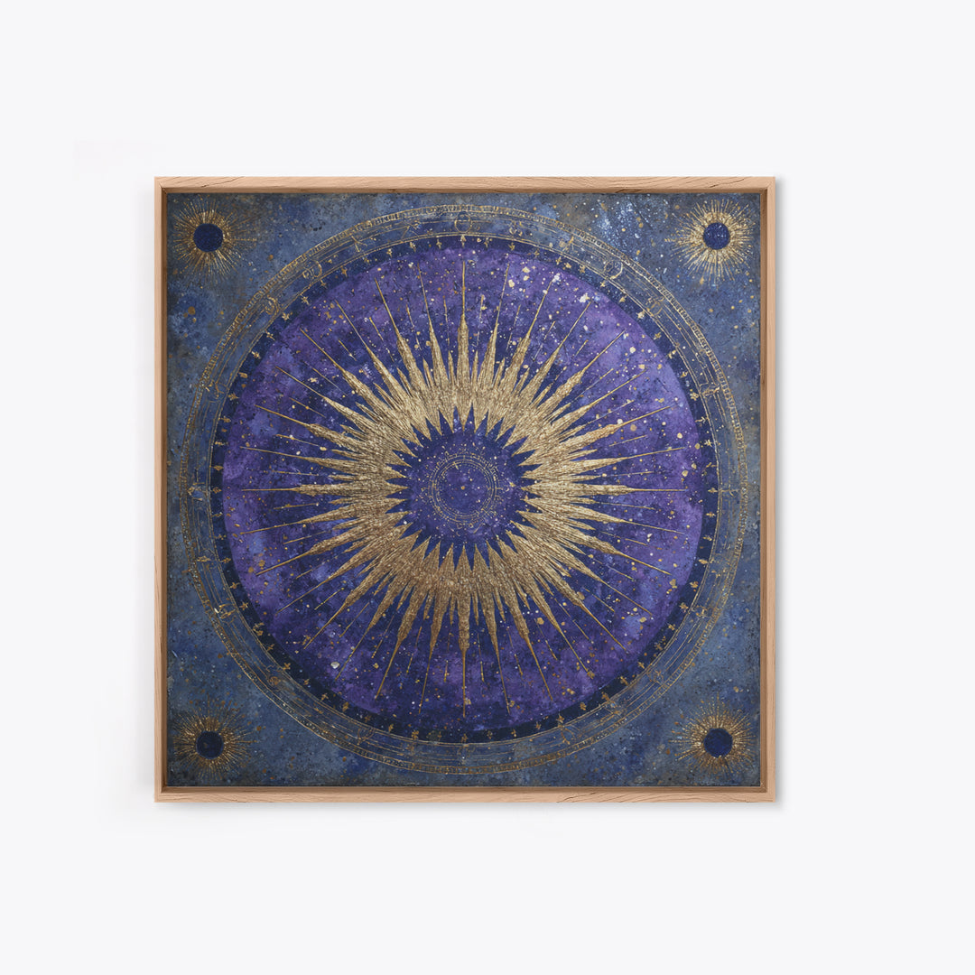 Sunburst Medallion with Ornate Rays Canvas Print, Celestial Art, Fantasy Art, Living Room Decor, Fine Art, Celestial, CEL-1x1-85