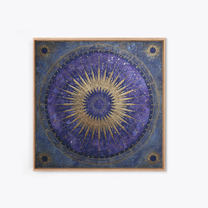 Sunburst Medallion with Ornate Rays Canvas Print, Celestial Art, Fantasy Art, Living Room Decor, Fine Art, Celestial, CEL-1x1-85