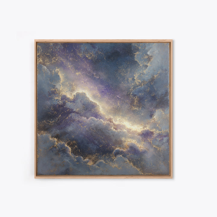 Galaxy Swirl with Jewel Tone Nebula Clouds Canvas Print, Celestial Art, Minimalist Art, Living Room Decor, Fine Art, Celestial, CEL-1x1-92