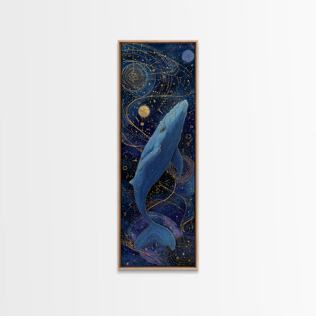Cosmic Whale Swimming Through a Star Field Canvas Print, Celestial Art, Modern Decor, Living Room Decor, Fine Art, Celestial, CEL-1x3-17