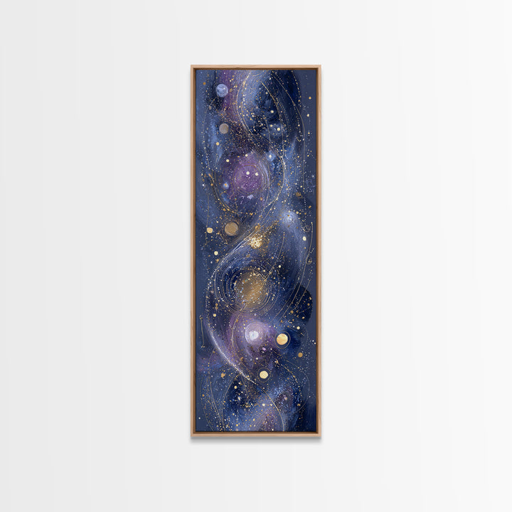 Galaxy Swirl with Jewel Tone Nebula Clouds Canvas Print, Celestial Art, Contemporary Art, Living Room Decor, Celestial, CEL-1x3-56