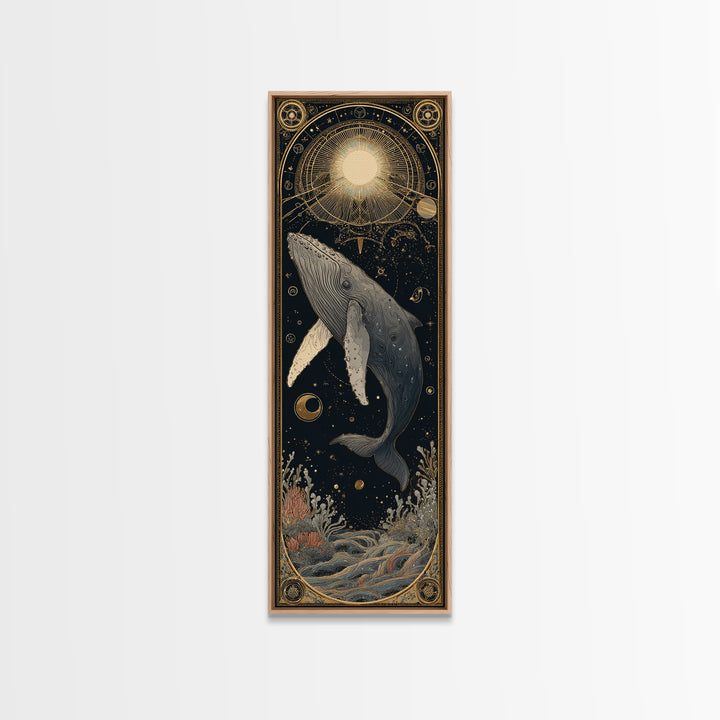 Cosmic Whale Swimming Through a Star Field Canvas Print, Celestial Art, Fine Art Print, Living Room Decor, Fine Art, Celestial, CEL-1x3-65