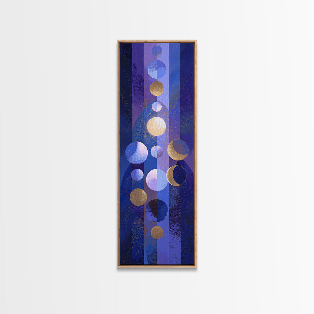 Twelve Small Moons Arranged as Elegant Pattern Framed Canvas Print, Celestial Art, Wall Art, Living Room Decor, Celestial, CEL-1x3-84