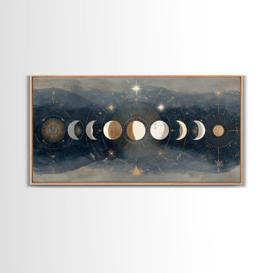 Twelve Small Moons Arranged as Elegant Pattern Canvas Print, Celestial Art, Fine Art Print, Living Room Decor, Celestial, CEL-2x1-20