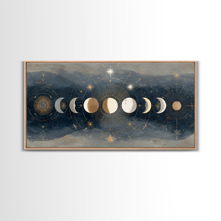 Twelve Small Moons Arranged as Elegant Pattern Canvas Print, Celestial Art, Fine Art Print, Living Room Decor, Celestial, CEL-2x1-20