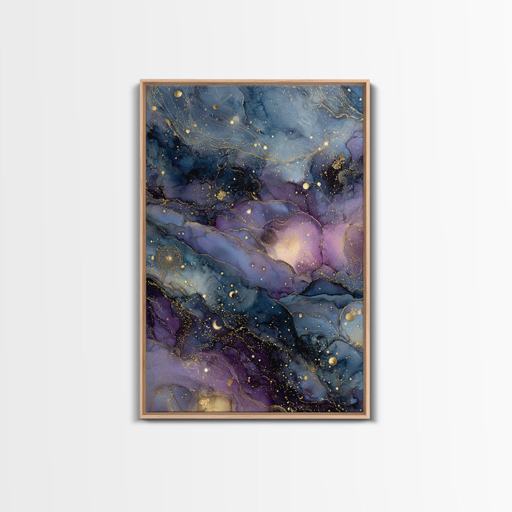 Galaxy Swirl with Jewel Tone Nebula Clouds Framed Canvas Print, Celestial Art, Space Art, Living Room Decor, Celestial, CEL-2x3-4
