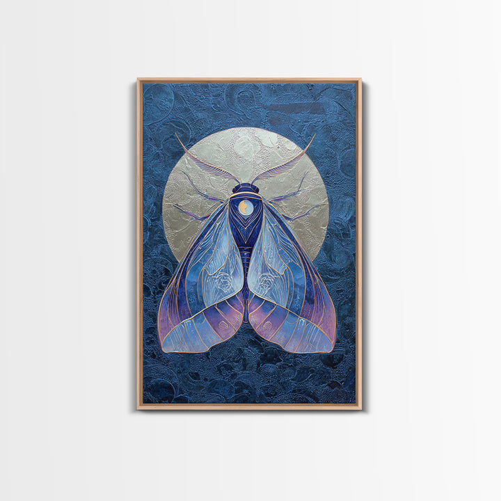 Celestial Moth with Moon Markings Canvas Print, Celestial Art, Boho Decor, Living Room Decor, Fine Art, Celestial, CEL-2x3-50