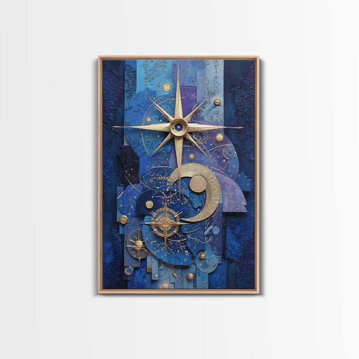 Blue Star Map Framed Canvas Print, Celestial Art, Wall Decor, Living Room Decor, Fine Art, Celestial, Contemporary Art, CEL-2x3-6