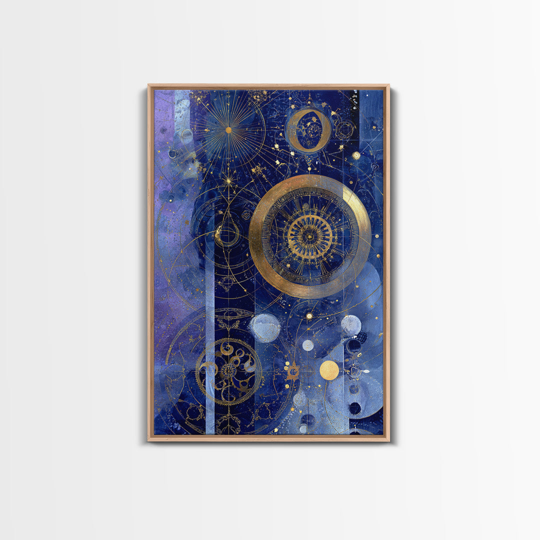 Blue Star Map Framed Canvas Print, Celestial Art, Minimalist Decor, Living Room Decor, Fine Art, Celestial, Boho Wall Art, CEL-2x3-78