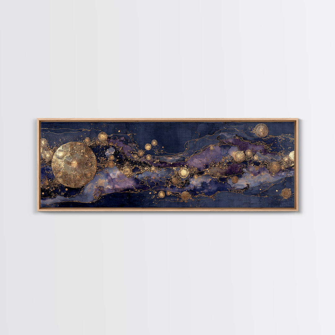 Gold Constellation Map on Deep Navy Texture Canvas Print, Celestial Art, Boho Art, Living Room Decor, Fine Art, Celestial, CEL-3x1-24