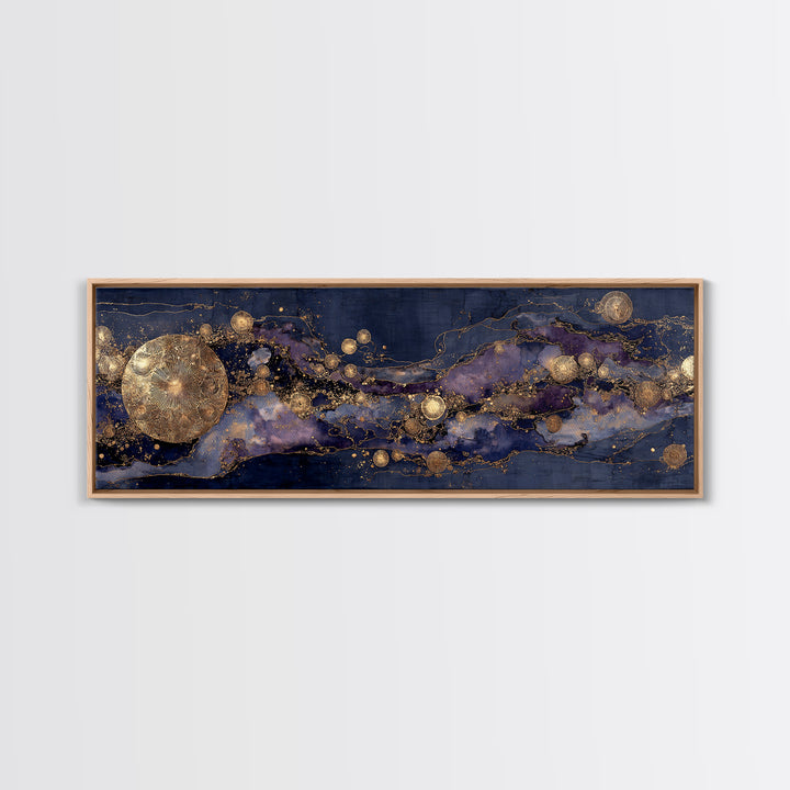 Gold Constellation Map on Deep Navy Texture Canvas Print, Celestial Art, Boho Art, Living Room Decor, Fine Art, Celestial, CEL-3x1-24