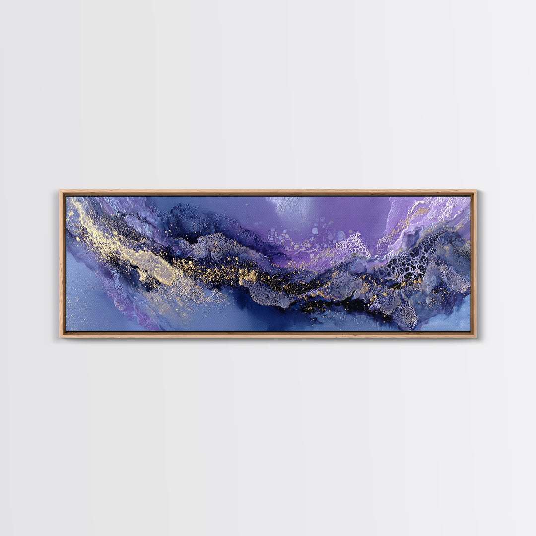 Dreamlike Comet Crossing a Violet Sky Framed Canvas Print, Celestial Art, Space Art, Living Room Decor, Oil Painting, Celestial, CEL-3x1-28