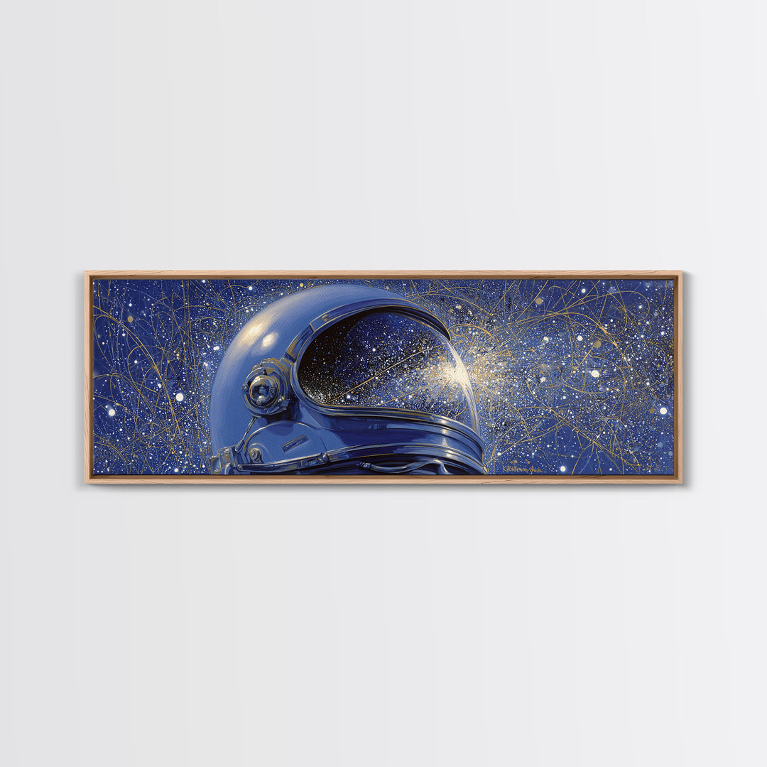 Astronaut Helmet Reflecting a Field of Stars Canvas Print, Celestial Art, Fine Art Print, Living Room Decor, Abstract Art, CEL-3x1-31