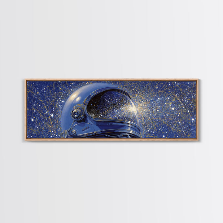 Astronaut Helmet Reflecting a Field of Stars Canvas Print, Celestial Art, Fine Art Print, Living Room Decor, Abstract Art, CEL-3x1-31