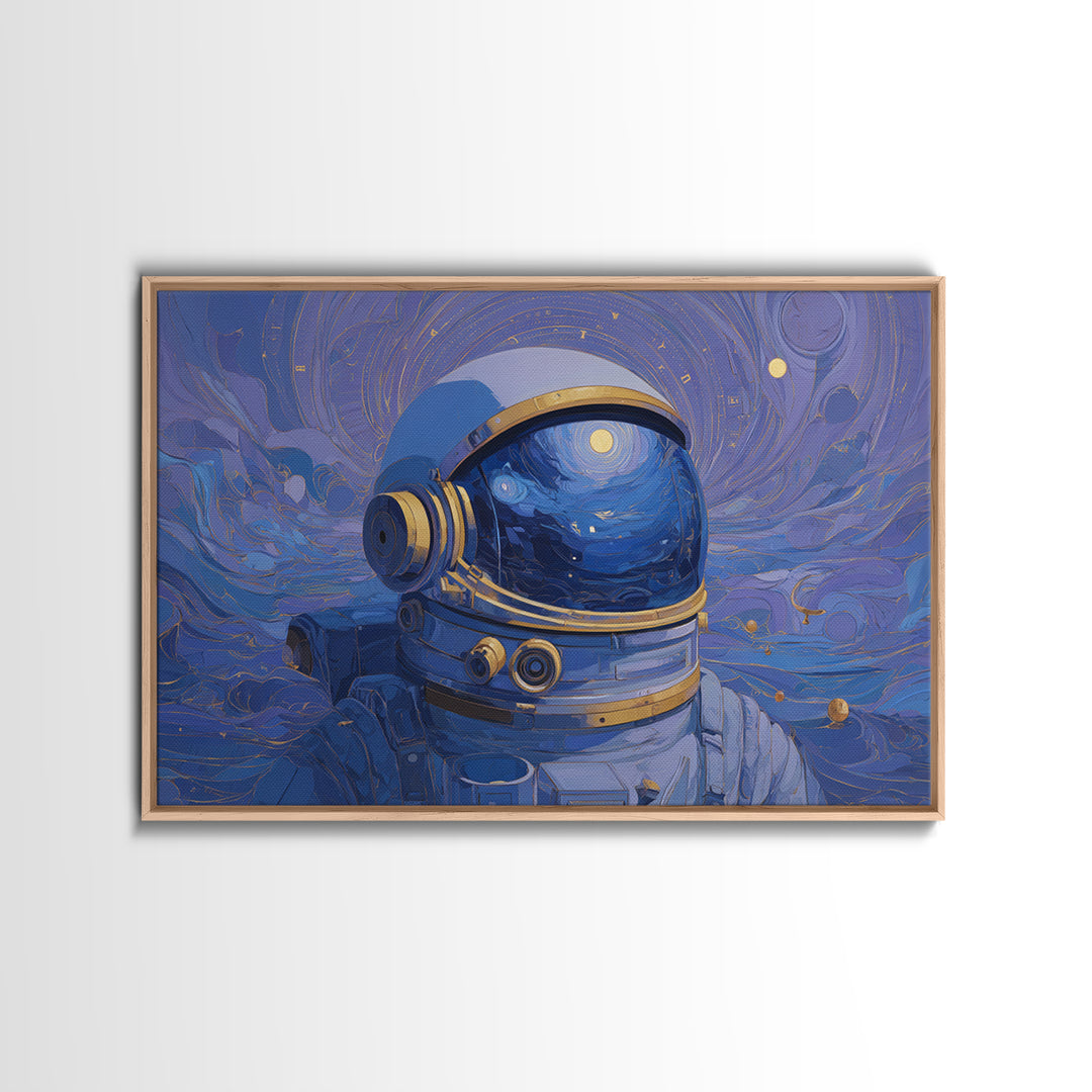 Astronaut Helmet Reflecting a Field of Stars Canvas Print, Celestial Art, Fine Art Print, Living Room Decor, Celestial, CEL-3x2-91