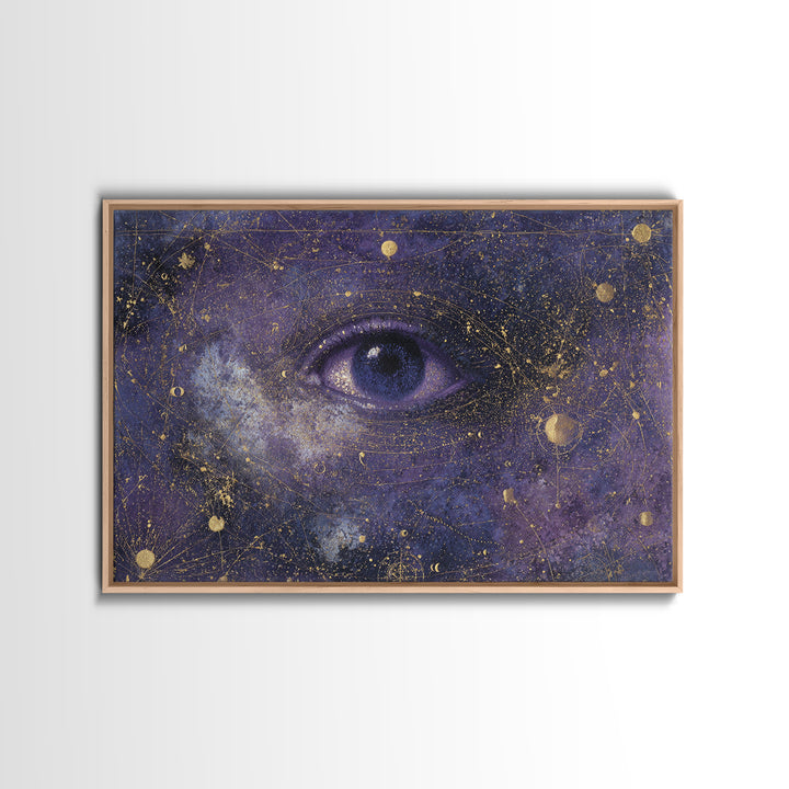 Mystic Eye Surrounded by Moons and Constellations Canvas Print, Celestial Art, Minimalist Art, Living Room Decor, Celestial, CEL-3x2-92