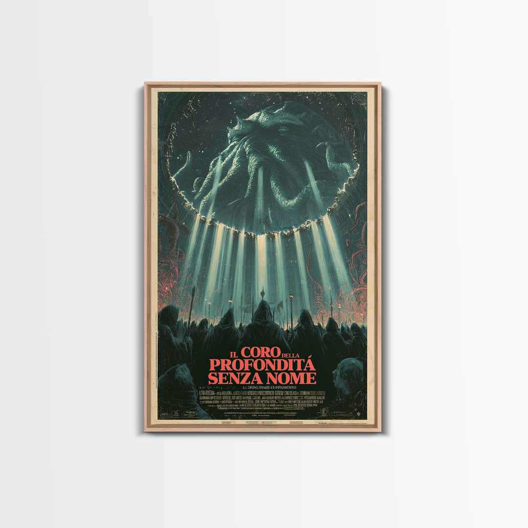 The Choir Of The Nameless Deep, Italian Language Horror Movie Poster, 1970s Horror Art, Eldritch Cinema Wall Art, Framed Canvas Print