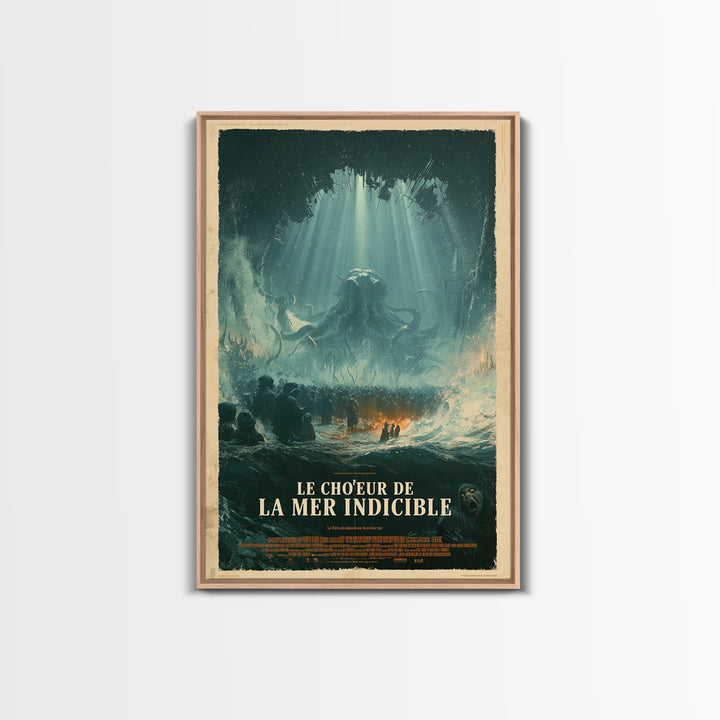 The Choir Of The Eldritch Sea, French Language Horror Movie Poster, 1960s Horror Art, Eldritch Cinema Wall Art, Framed Canvas Print