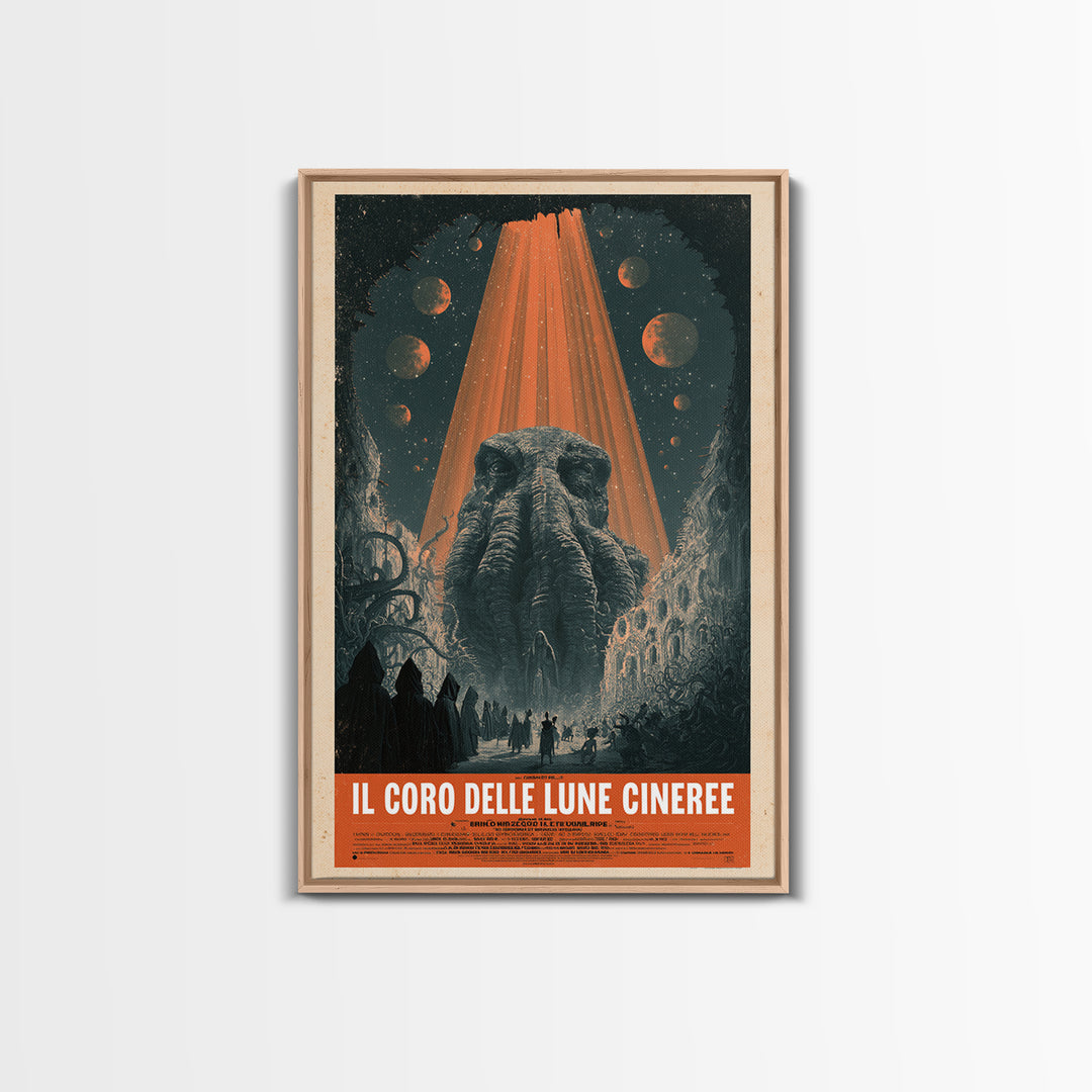 The Choir Of Ashen Moons, Italian Language Horror Movie Poster, 1970s Horror Art, Eldritch Cinema Wall Art, Framed Canvas Print