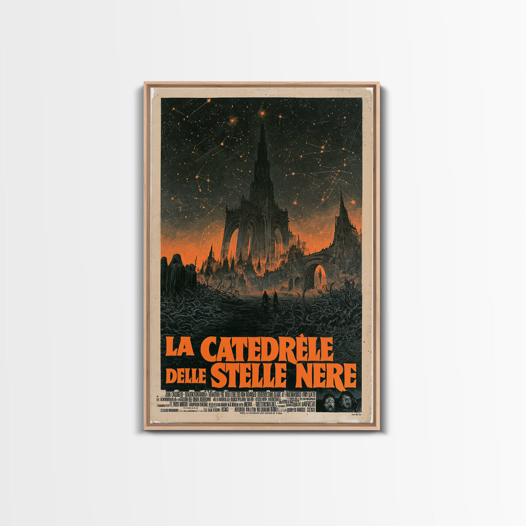 The Cathedral Of Black Stars, Italian Language Horror Movie Poster, 1970s Horror Art, Lovecraftian Horror Poster, Framed Canvas Print