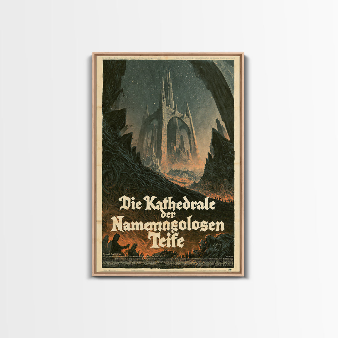 The Cathedral Of The Nameless Deep, German Language Horror Movie Poster, 1960s Horror Art, Eldritch Cinema Wall Art, Framed Canvas Print