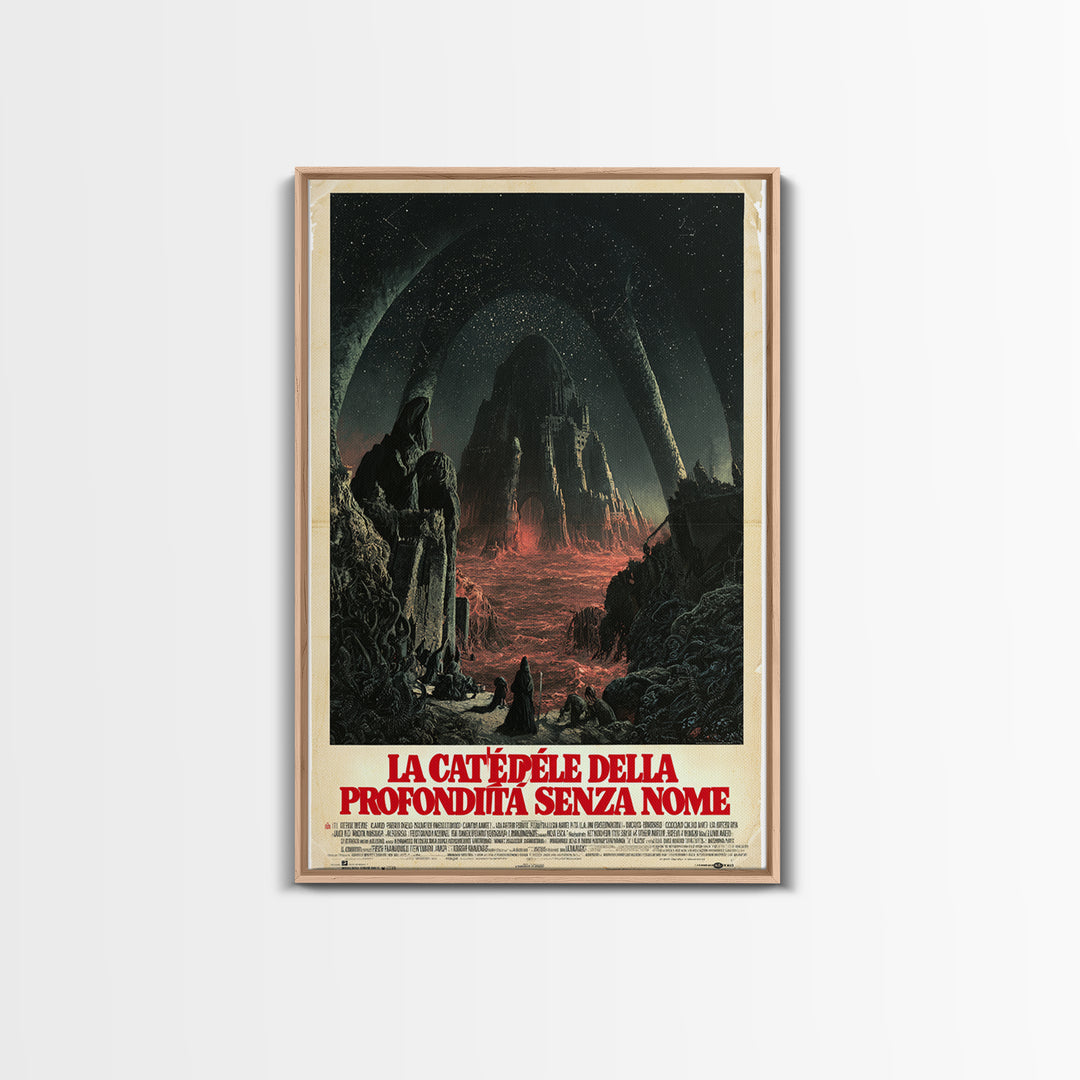 The Cathedral Of The Nameless Deep, Italian Language Horror Movie Poster, 1970s Horror Art, Cult Horror Poster, Framed Canvas Print