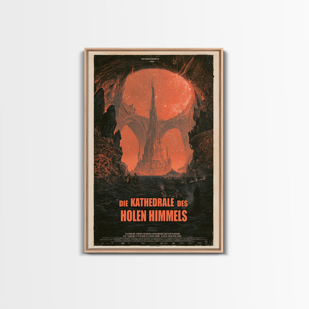 The Cathedral Of The Hollow Sky, German Language Horror Movie Poster, 1960s Horror Art, Eldritch Cinema Wall Art, Framed Canvas Print