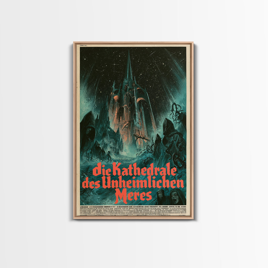 The Cathedral Of The Eldritch Sea, German Language Horror Movie Poster, 1960s Horror Art, Retro Horror Movie Art, Canvas Print