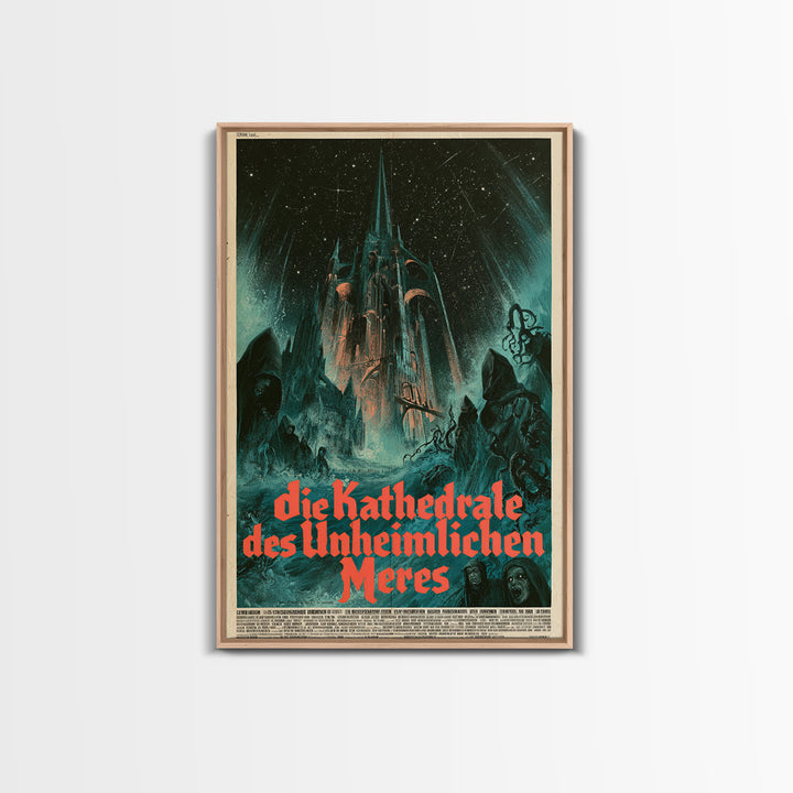 The Cathedral Of The Eldritch Sea, German Language Horror Movie Poster, 1960s Horror Art, Retro Horror Movie Art, Canvas Print