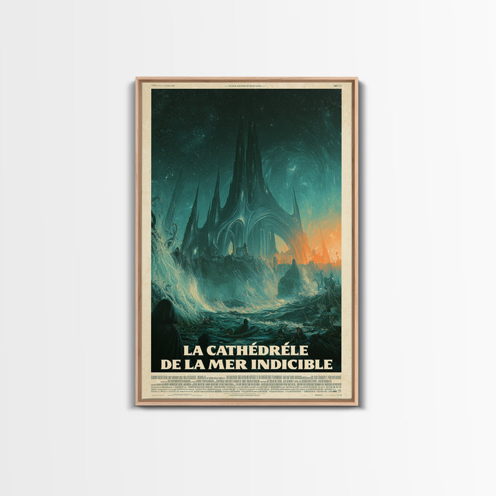 The Cathedral Of The Eldritch Sea, French Language Horror Movie Poster, 1960s Horror Art, Gothic Cinema Wall Art, Framed Canvas Print